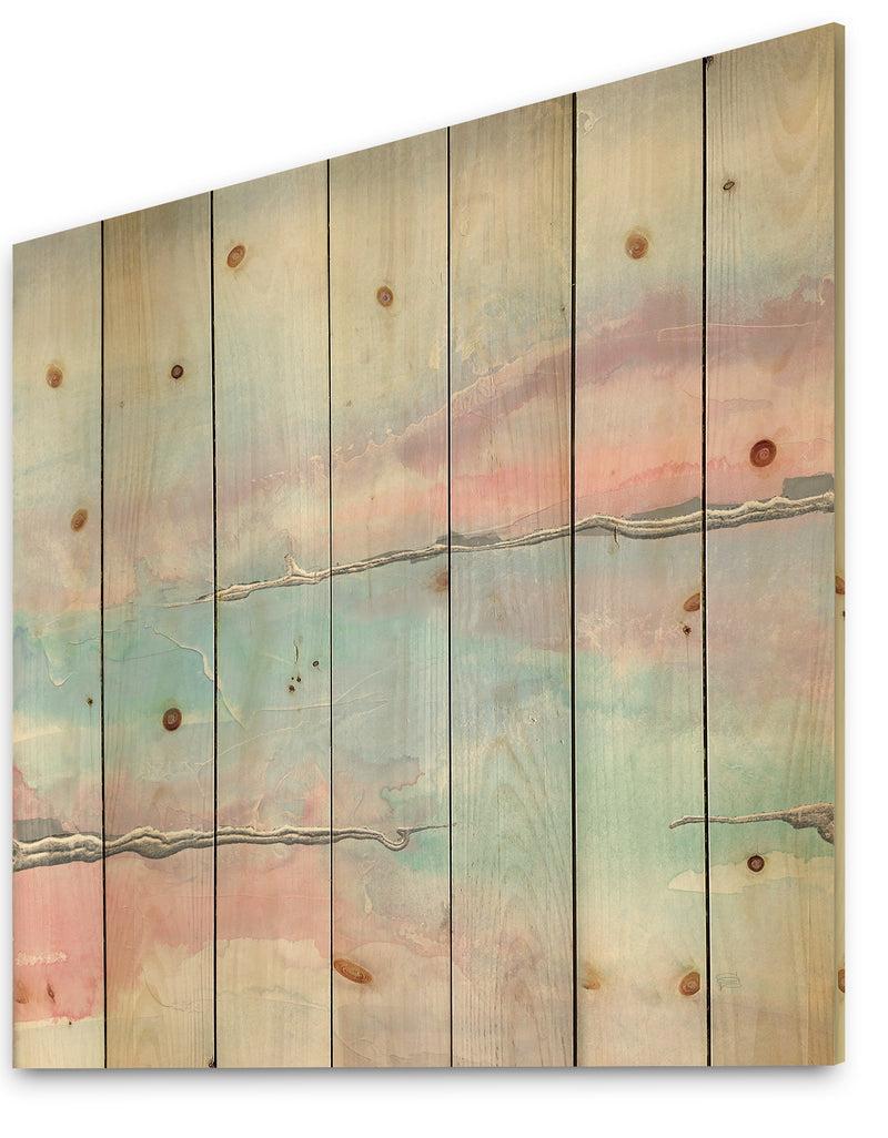 Designq Metallic Shabby Pink II - Shabby Chic Print On Natural Pine Wood