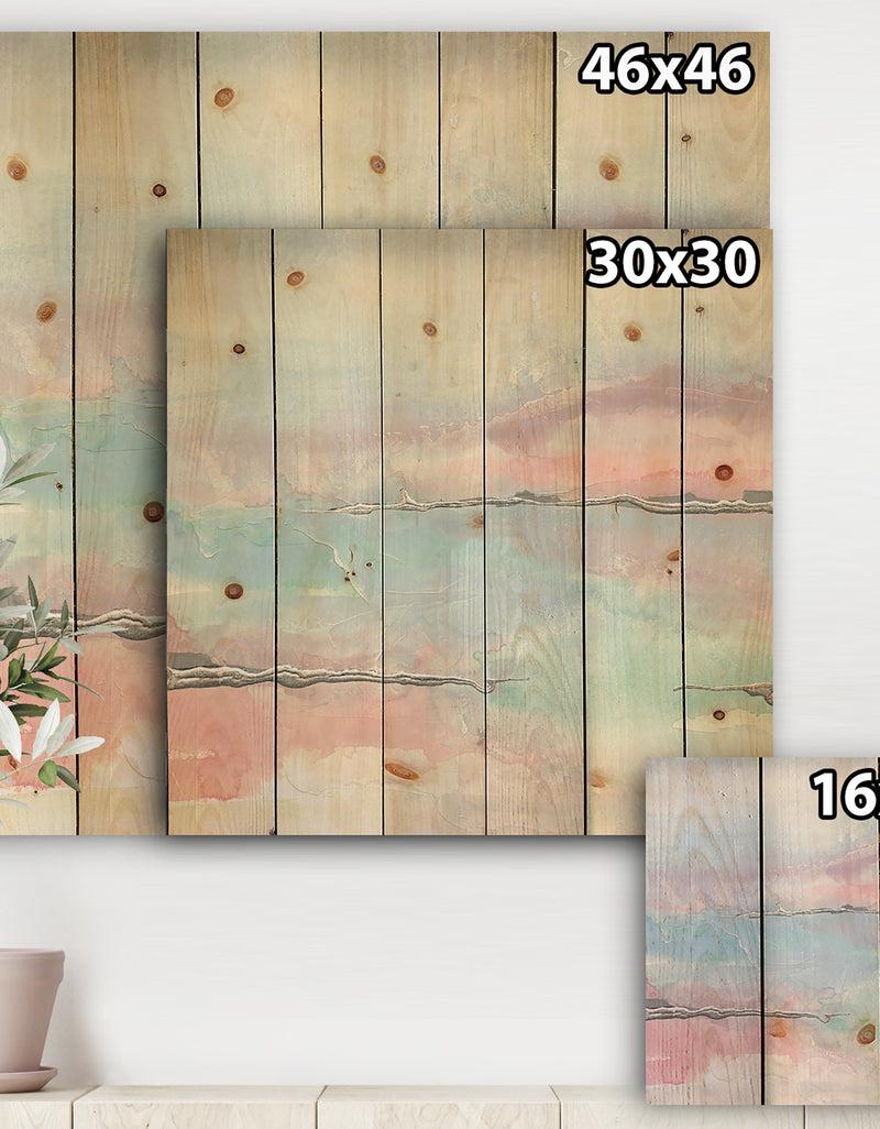 Designq Metallic Shabby Pink II - Shabby Chic Print On Natural Pine Wood