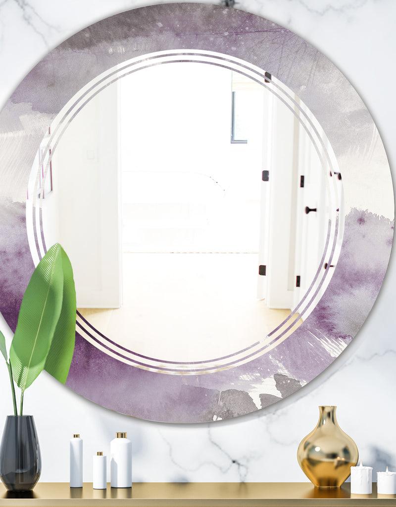designq Midnight At The Lake II Amethyst and Grey - Modern Round or Oval Wall Mirror - Triple C