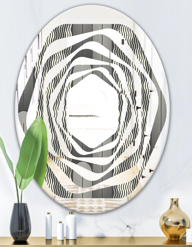Designq Mimimal Black And White Design II - Modern Round Or Oval Wall Mirror - Whirl