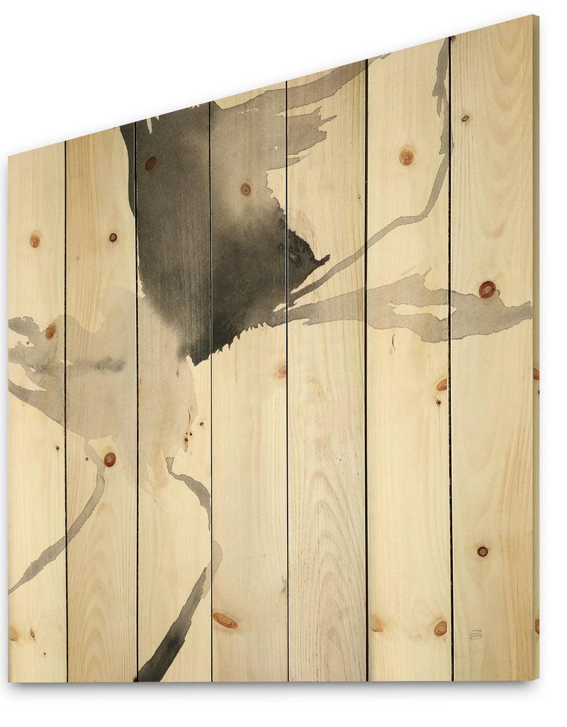 Designq Minimal Geometric Gesture I - Transitional Print On Natural Pine Wood