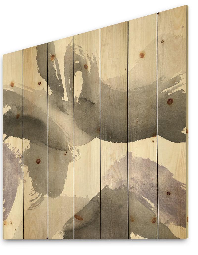 Designq Minimal Geometric Gesture IV - Transitional Print On Natural Pine Wood