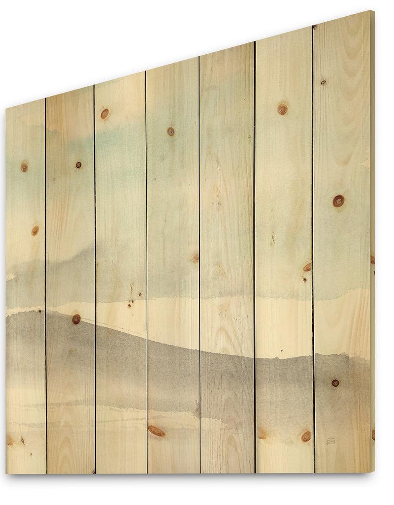Designq Minimal Geometric Zen I - Transitional Print On Natural Pine Wood