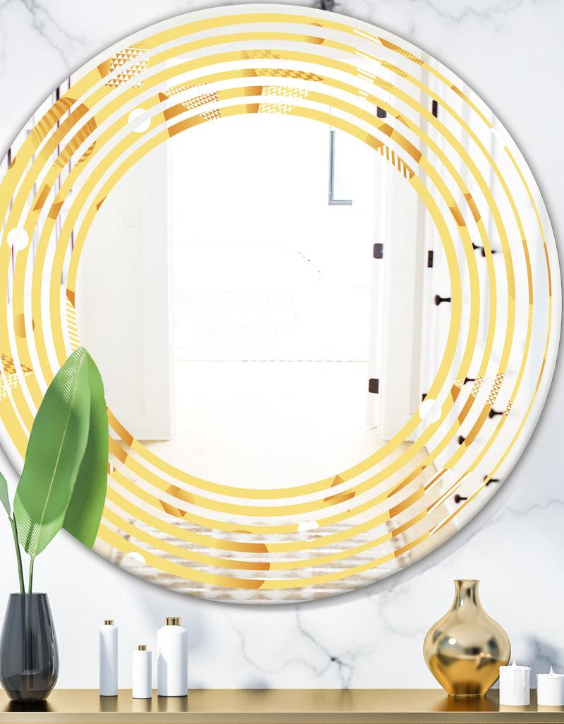 designq Minimal Yellow Geometrical Shapes - Modern Round or Oval Wall Mirror - Wave