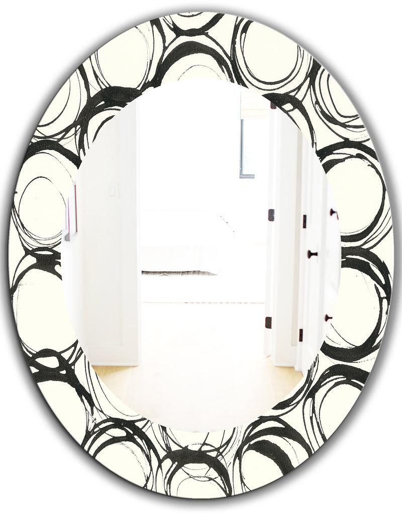 Designq Minimalist Black And White II - Mid-Century Mirror - Oval Or Round Wall Mirror