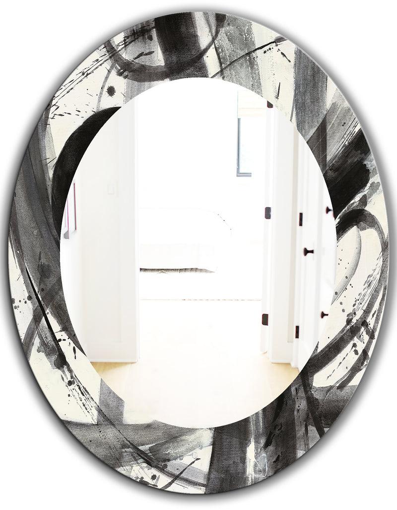 Designq Minimalistic Roller III - Mid-Century Mirror - Oval Or Round Wall Mirror