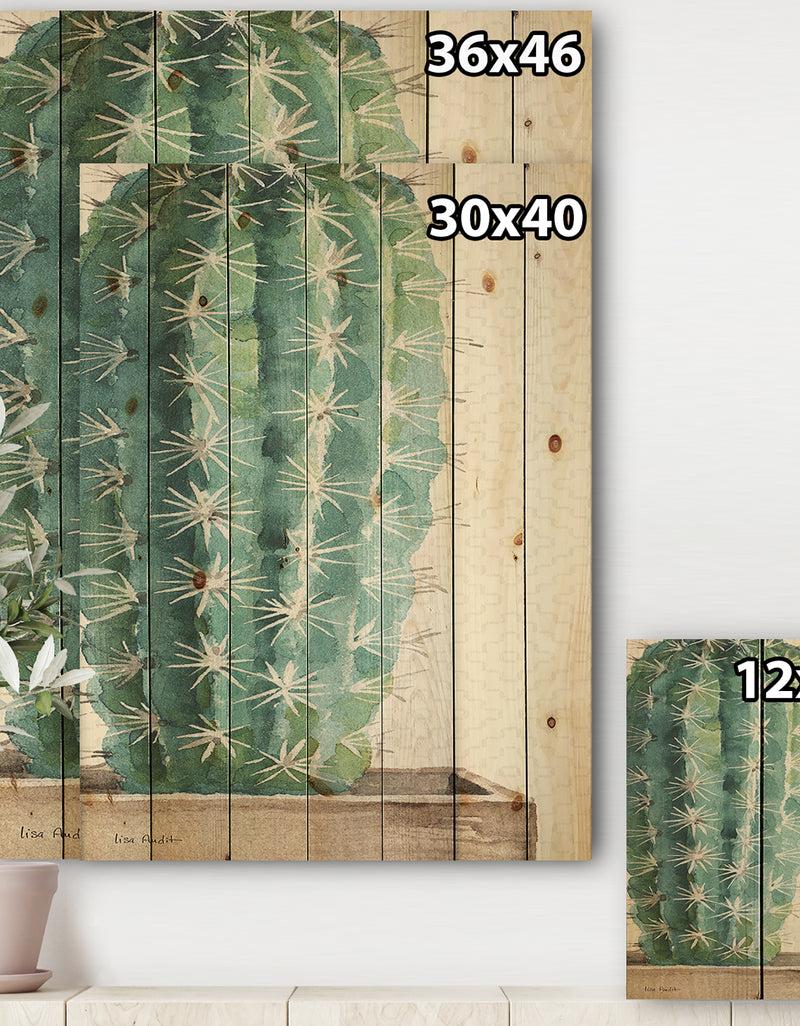 Designq Mixed Green Element I - Cottage Print On Natural Pine Wood