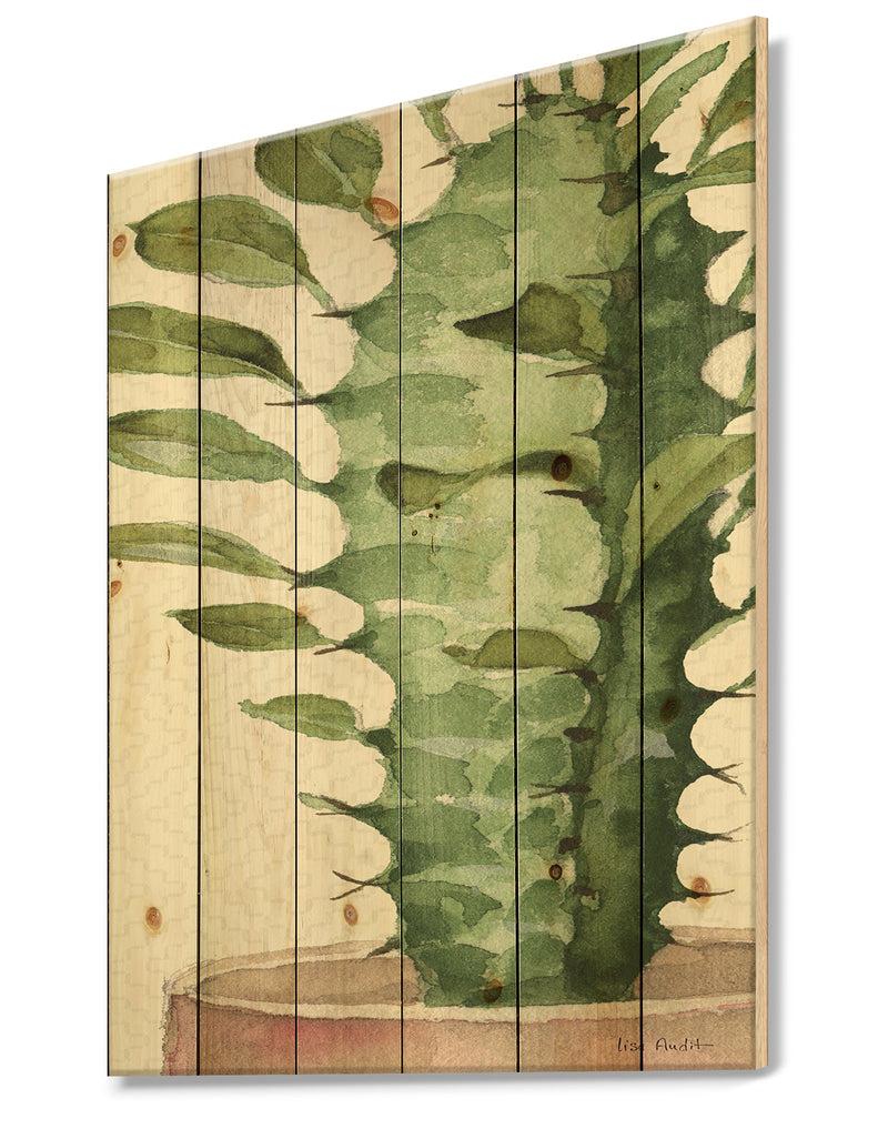 Designq Mixed Green Element II - Cottage Print On Natural Pine Wood