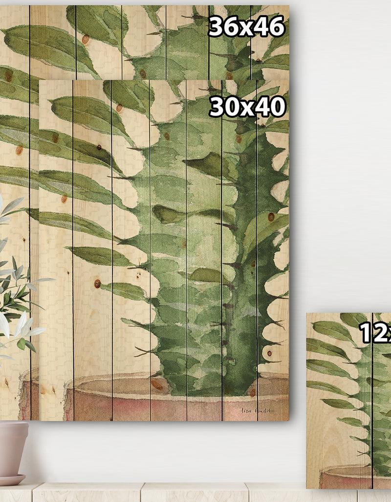 Designq Mixed Green Element II - Cottage Print On Natural Pine Wood