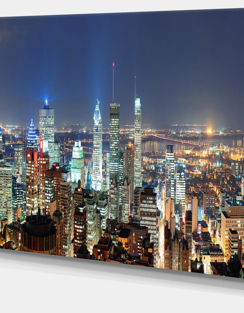 Designq Montreal At Dusk Panorama - Extra Large Landscape Canvas Art Print
