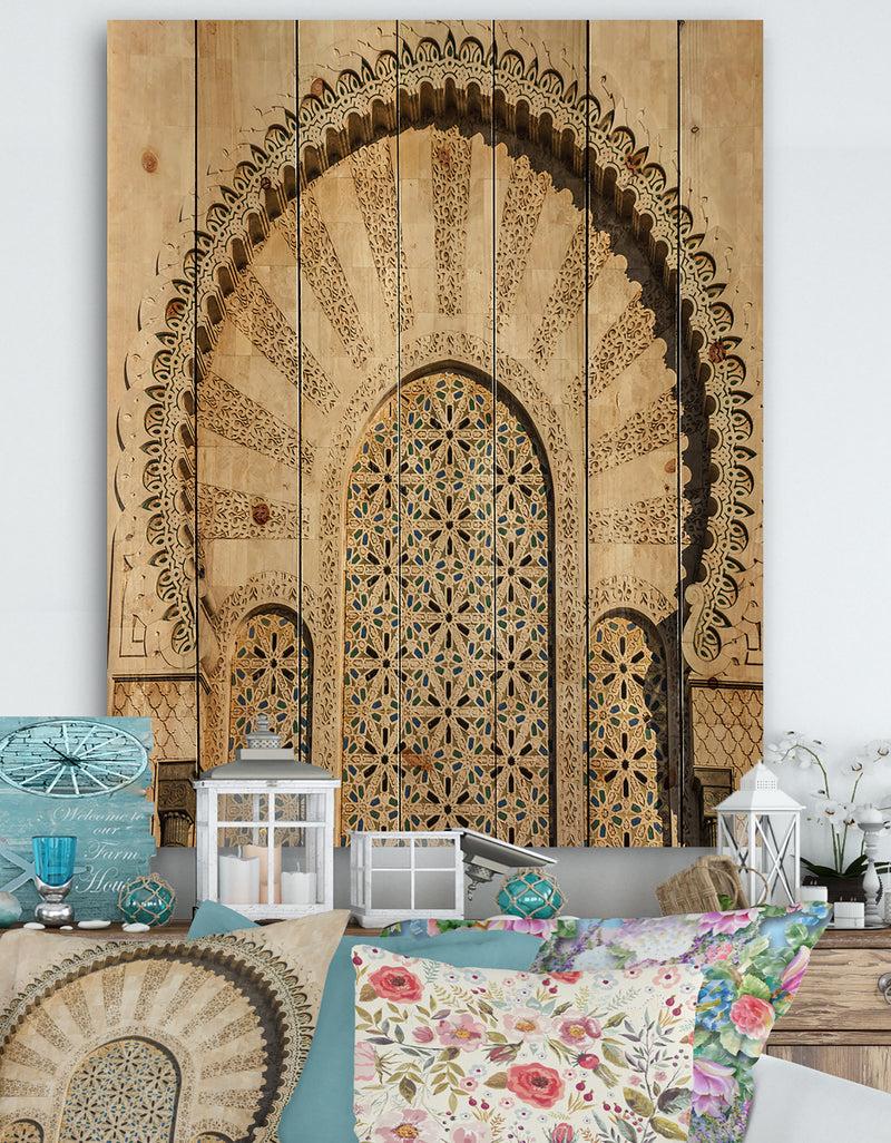 designq Morocco Mosque Door - Vintage Print on Natural Pine Wood