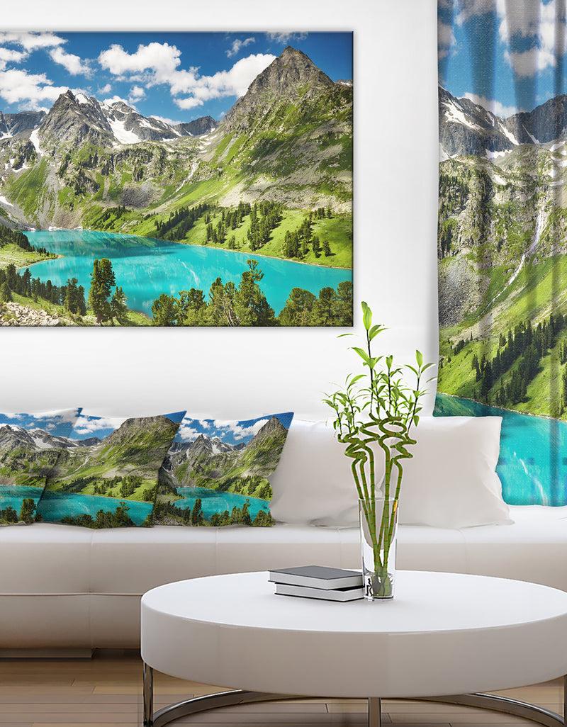 designq Mountain Lake and Blue Sky Photo Canvas Art Print