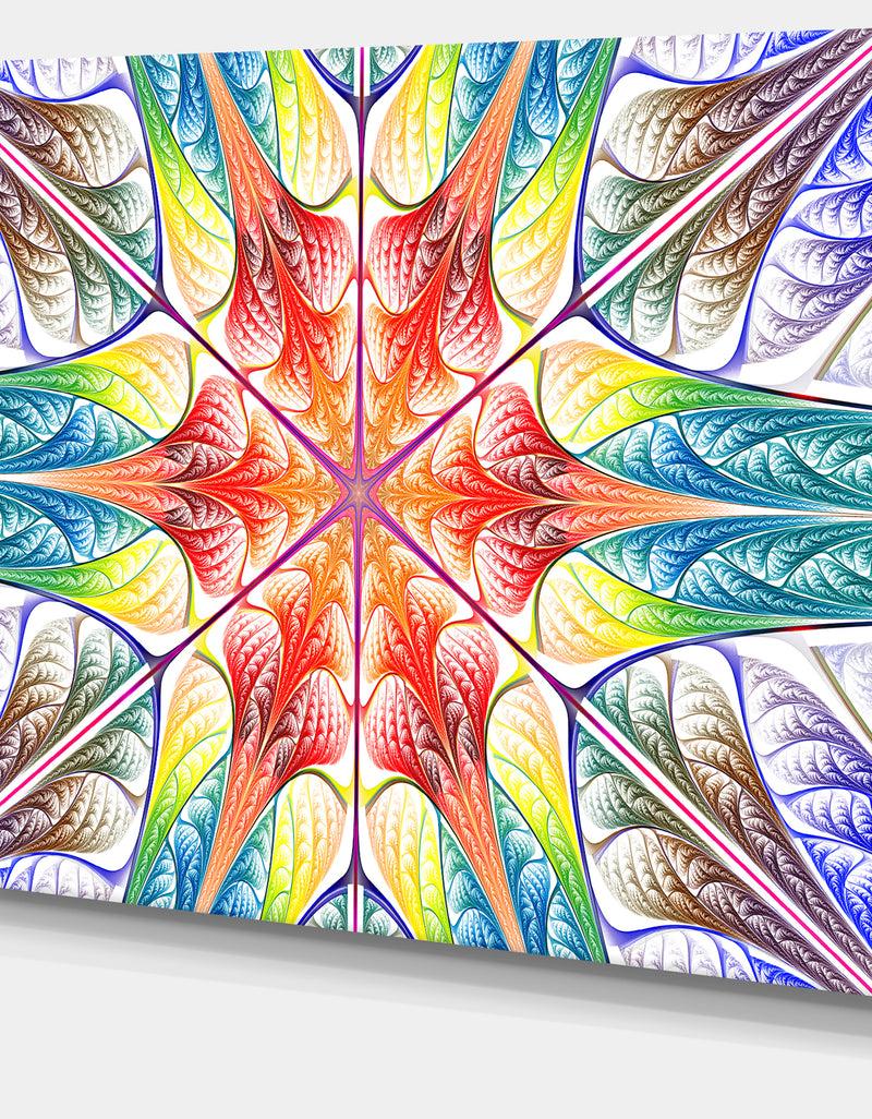 Designq Multi-Color Fractal Circles And Waves - Large Wall Art On Canvas