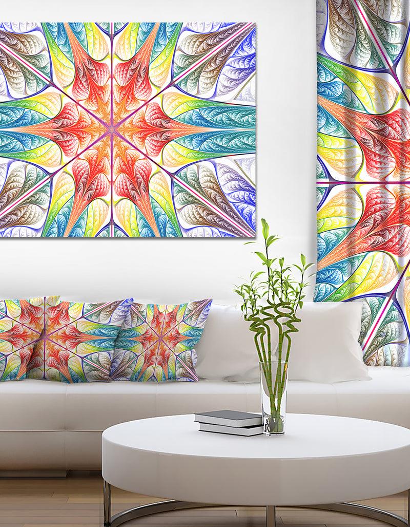 designq Multi-Color Fractal Circles and Waves - Large Wall Art on Canvas