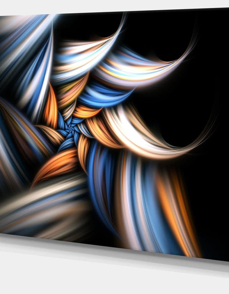 Designq Multi Color Fractal Floral Pattern In Black - Large Floral Canvas Art Print