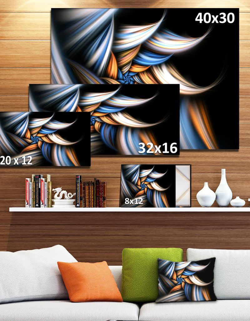 Designq Multi Color Fractal Floral Pattern In Black - Large Floral Canvas Art Print