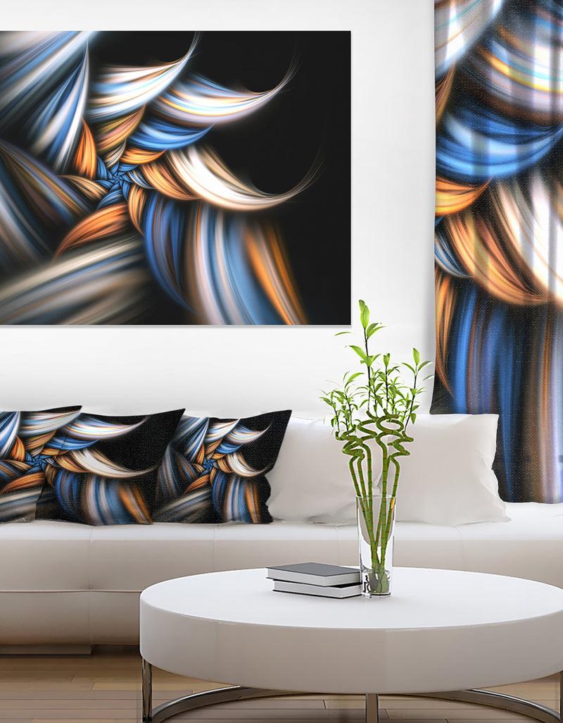 designq Multi Color Fractal Floral Pattern in Black - Large Floral Canvas Art Print