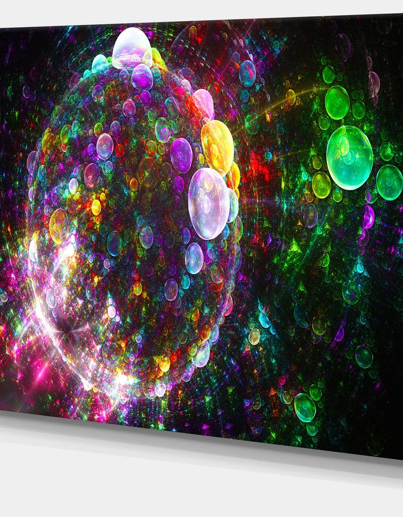 Designq Multi-Color Fractal Spherical Bubbles - Extra Large Canvas Art Print