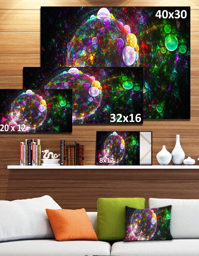Designq Multi-Color Fractal Spherical Bubbles - Extra Large Canvas Art Print