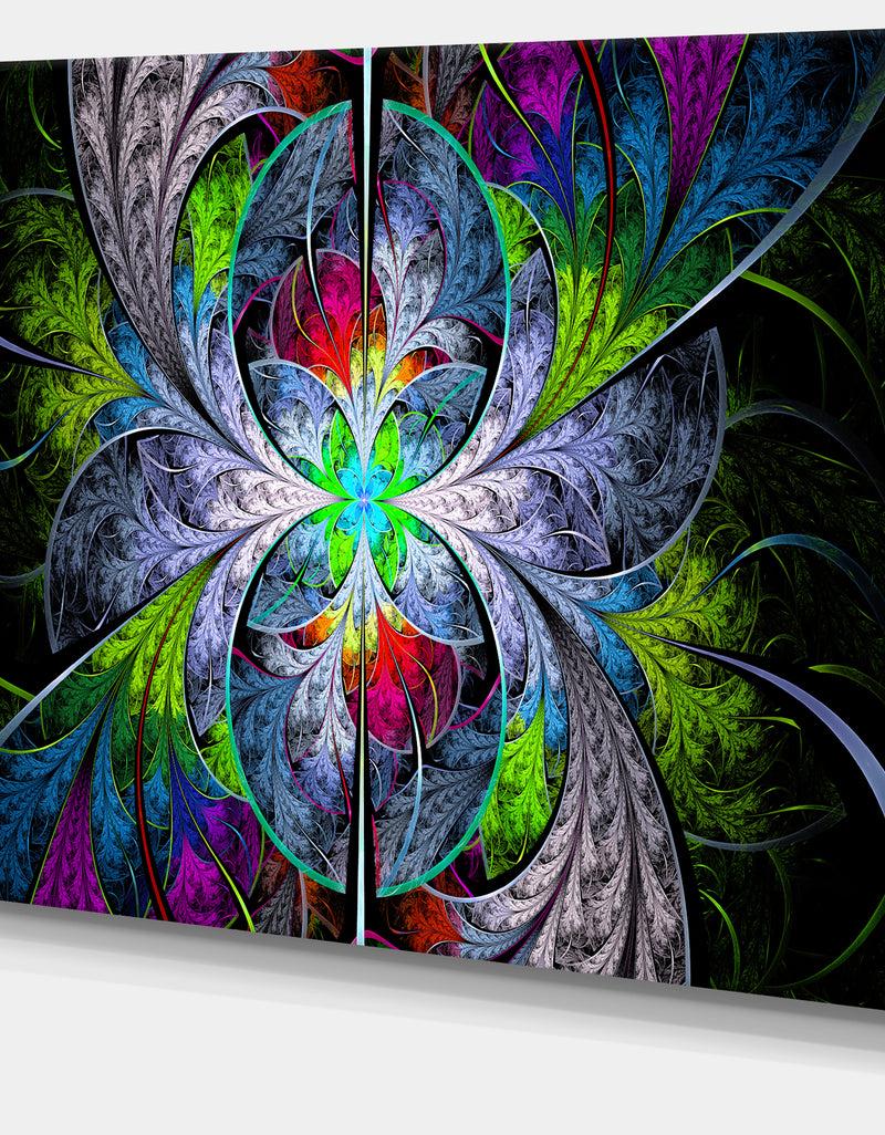 Designq Multi-Color Fractal Stained Glass - Abstract Wall Art Canvas