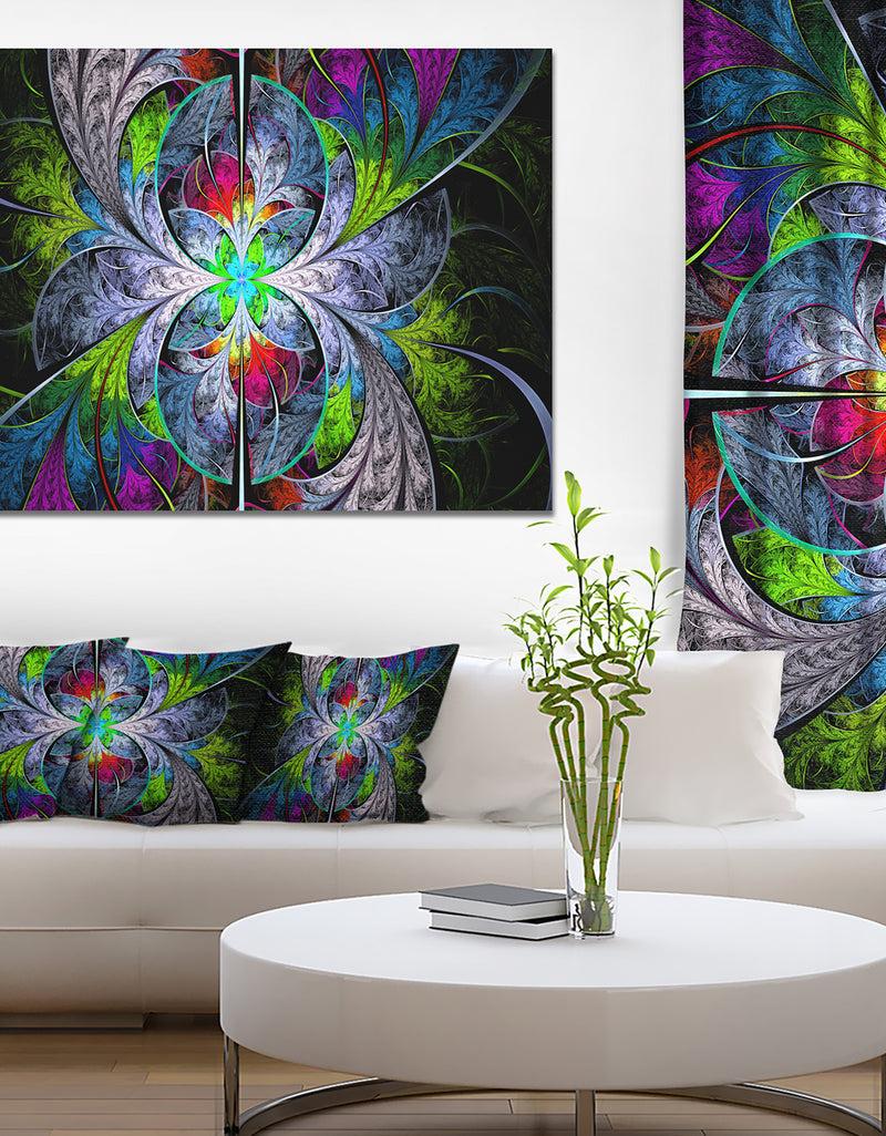designq Multi-Color Fractal Stained Glass - Abstract Wall Art Canvas