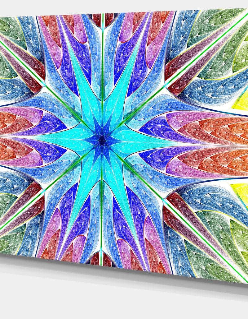 Designq Multi-Color Pink Fractal Stained Glass - Large Wall Art On Canvas