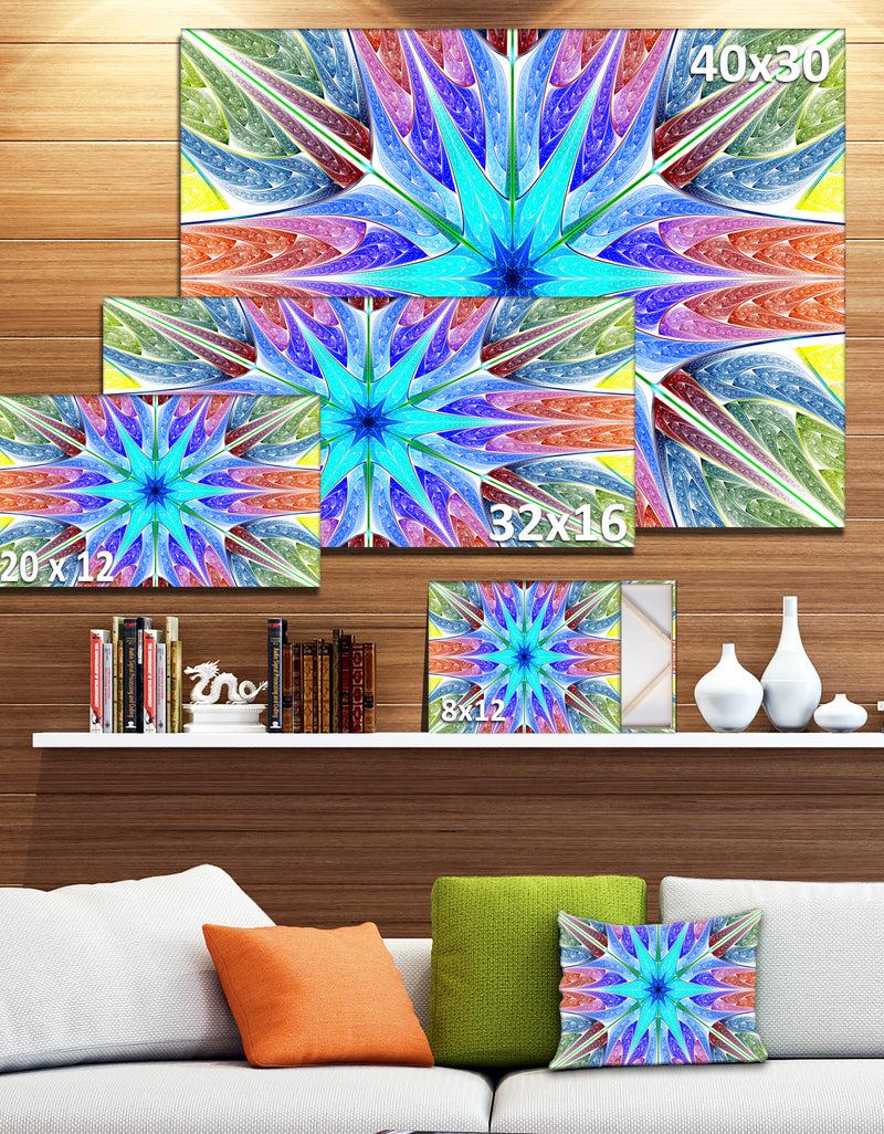 Designq Multi-Color Pink Fractal Stained Glass - Large Wall Art On Canvas