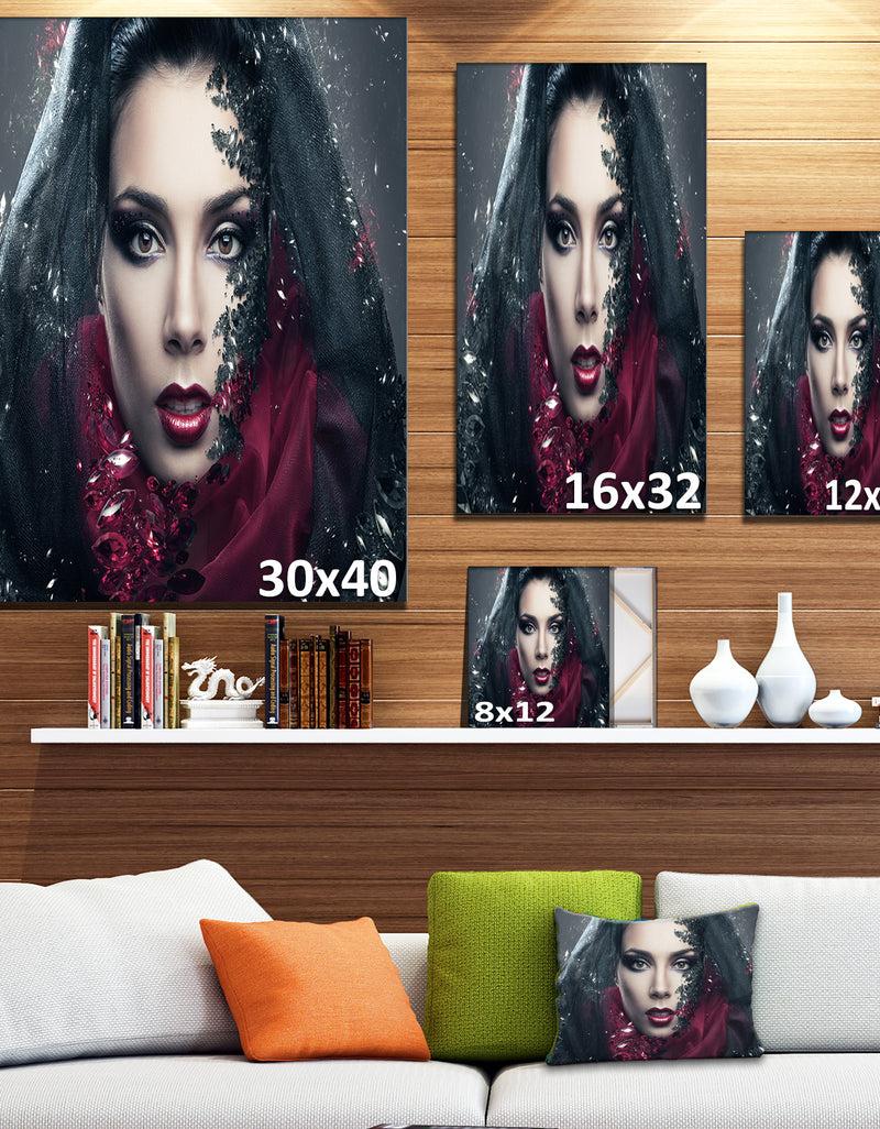 Designq Mysterious Woman - Portrait Contemporary Canvas Art Print