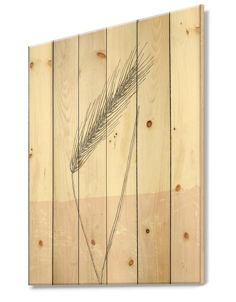 Designq Natural Element Farmhouse II - Cottage Print On Natural Pine Wood