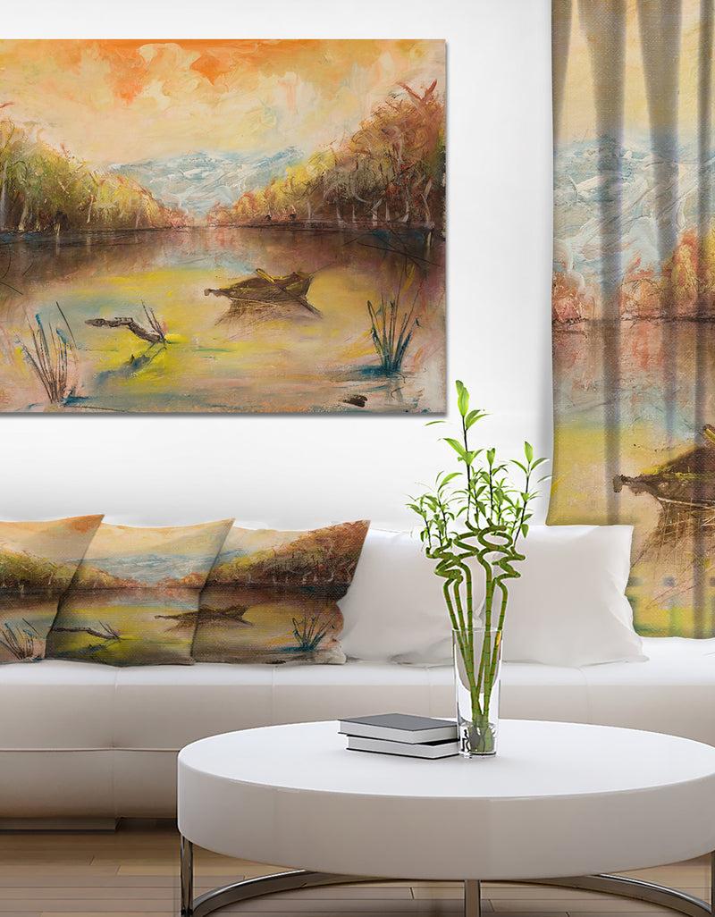 designq Nature in Sunset - Landscapes Painting Print on Wrapped Canvas