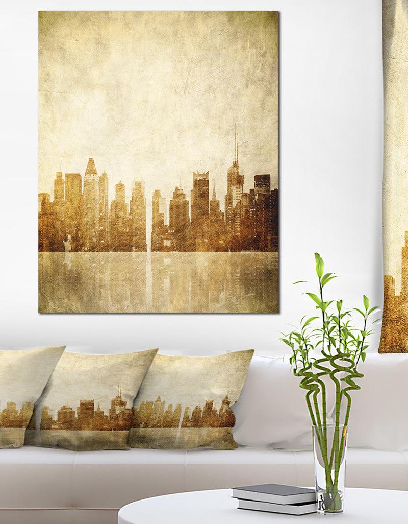 designq New York Skyline Grunge View - Cityscape Canvas print