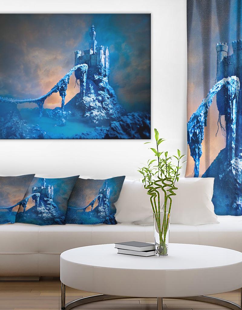 designq Old Blue Castle Contemporary Canvas Art Print