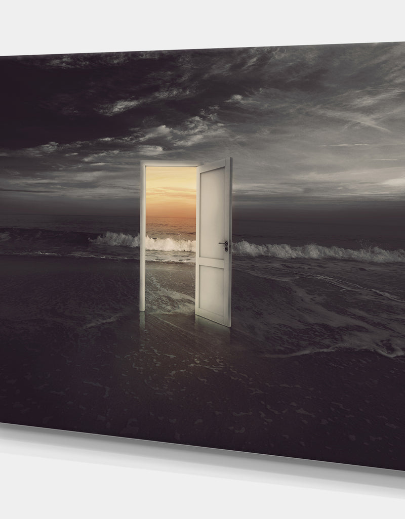 Designq Open Door Into The Colorful Sunset - Sea & Shore Photography On Wrapped Canvas