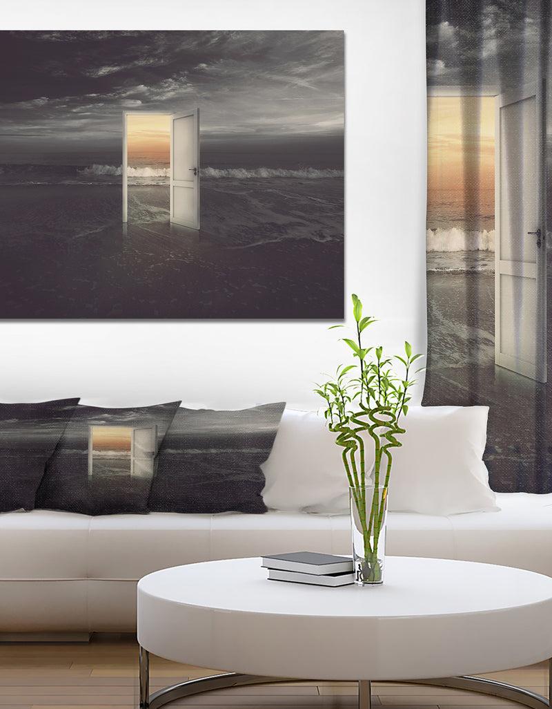 designq Open door into the colorful sunset - Sea & Shore Photography on wrapped Canvas