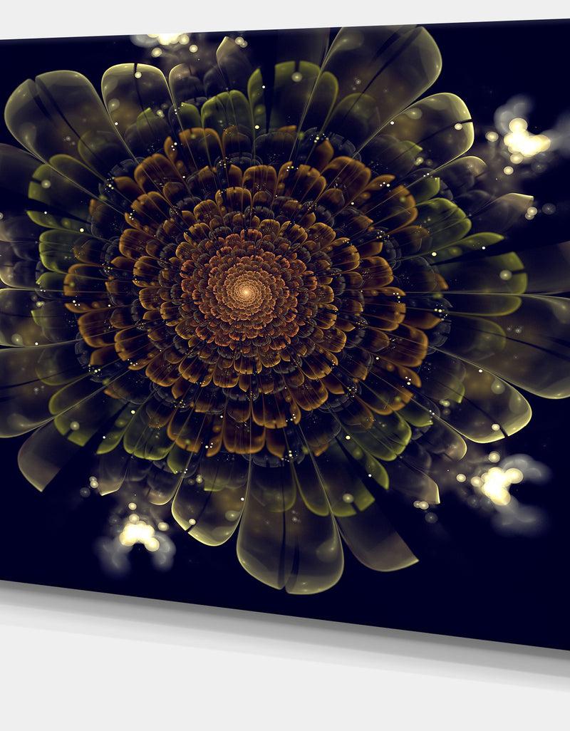 Designq Orange Fractal Flower With Green - Digital Art Canvas Print
