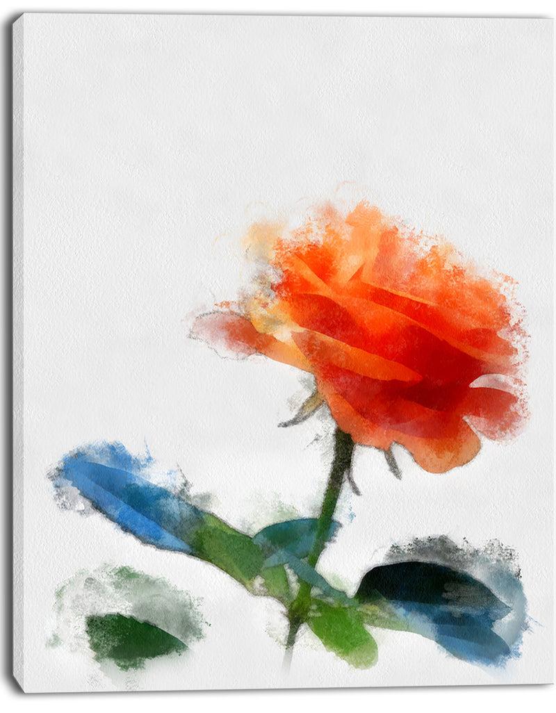 Designq Orange Rose Flower With Splashes - Large Floral Canvas Artwork