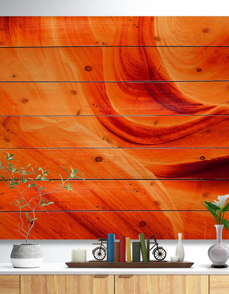 designq Orange Upper Antelope Canyon - Landscape Photography Print on Natural Pine Wood