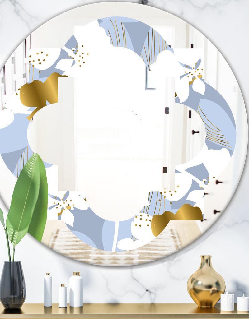 designq Orchid blossom color pattern - Modern Round or Oval Wall Mirror - Quatrefoil