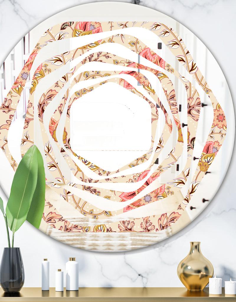 designq Oriental Floral Paisley - Modern Round or Oval Wall Mirror - Whirl