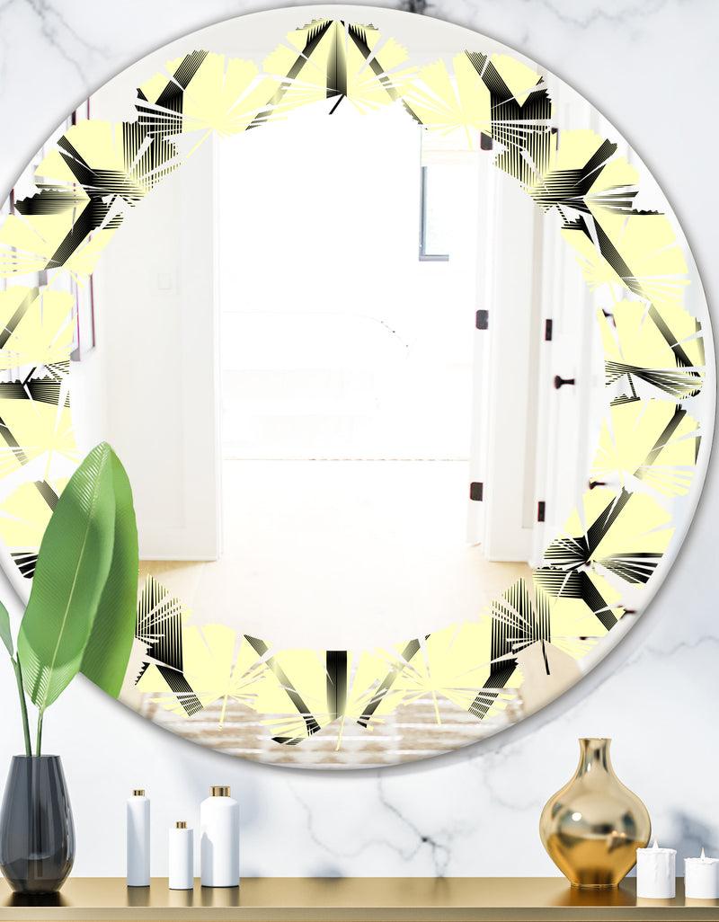 designq Oriental Ornament. Flower Pattern - Modern Round or Oval Wall Mirror - Leaves