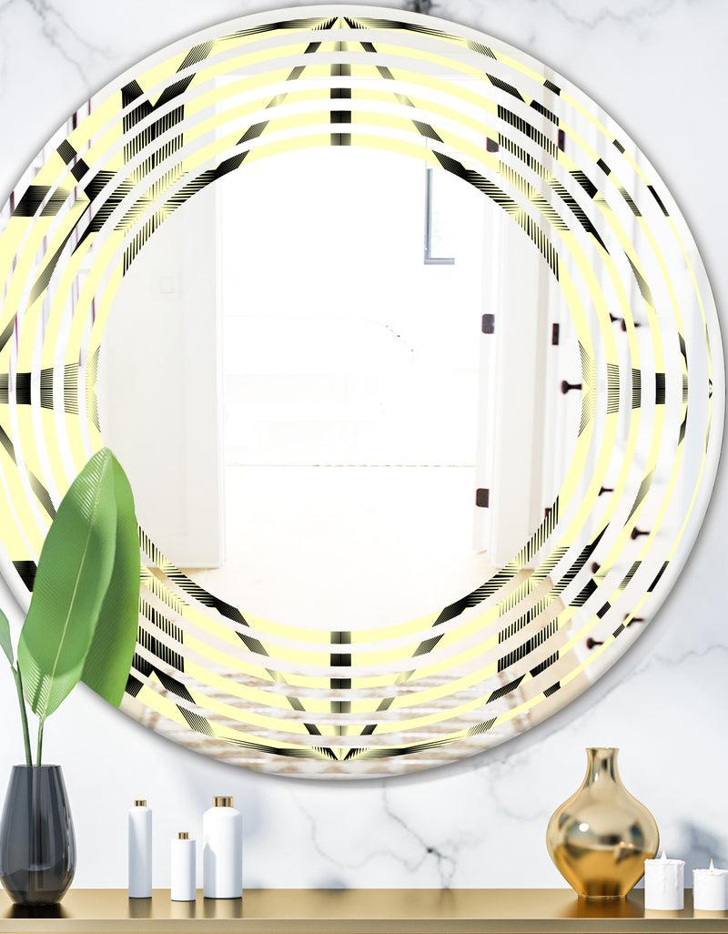 designq Oriental Ornament. Flower Pattern - Modern Round or Oval Wall Mirror - Wave