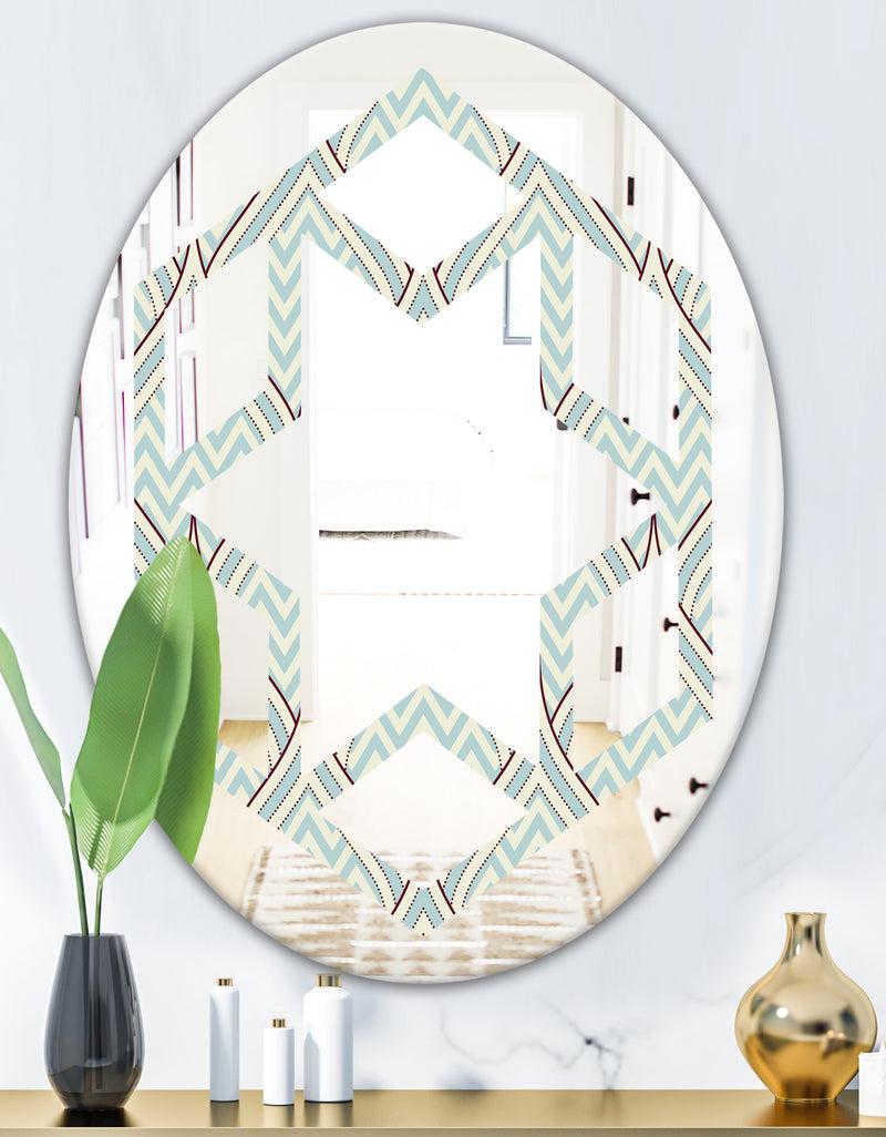 Designq Ornament With Decorative Elements. - Modern Round Or Oval Wall Mirror - Hexagon Star