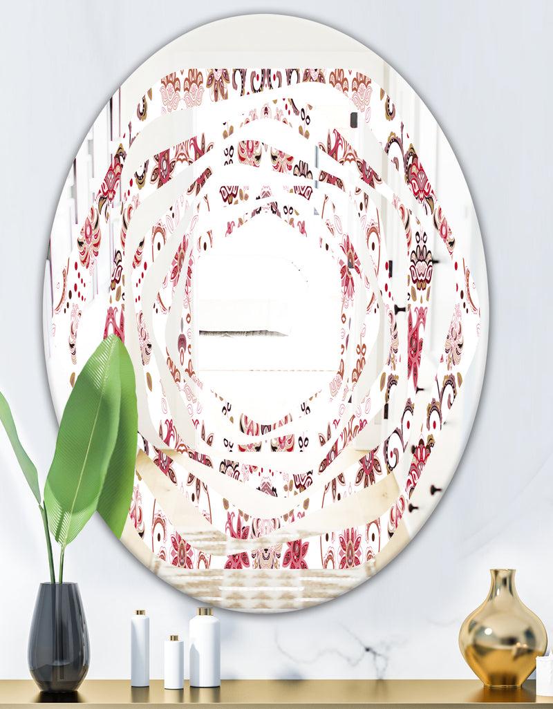 Designq Ornamental Retro Pattern - Modern Round Or Oval Wall Mirror - Whirl