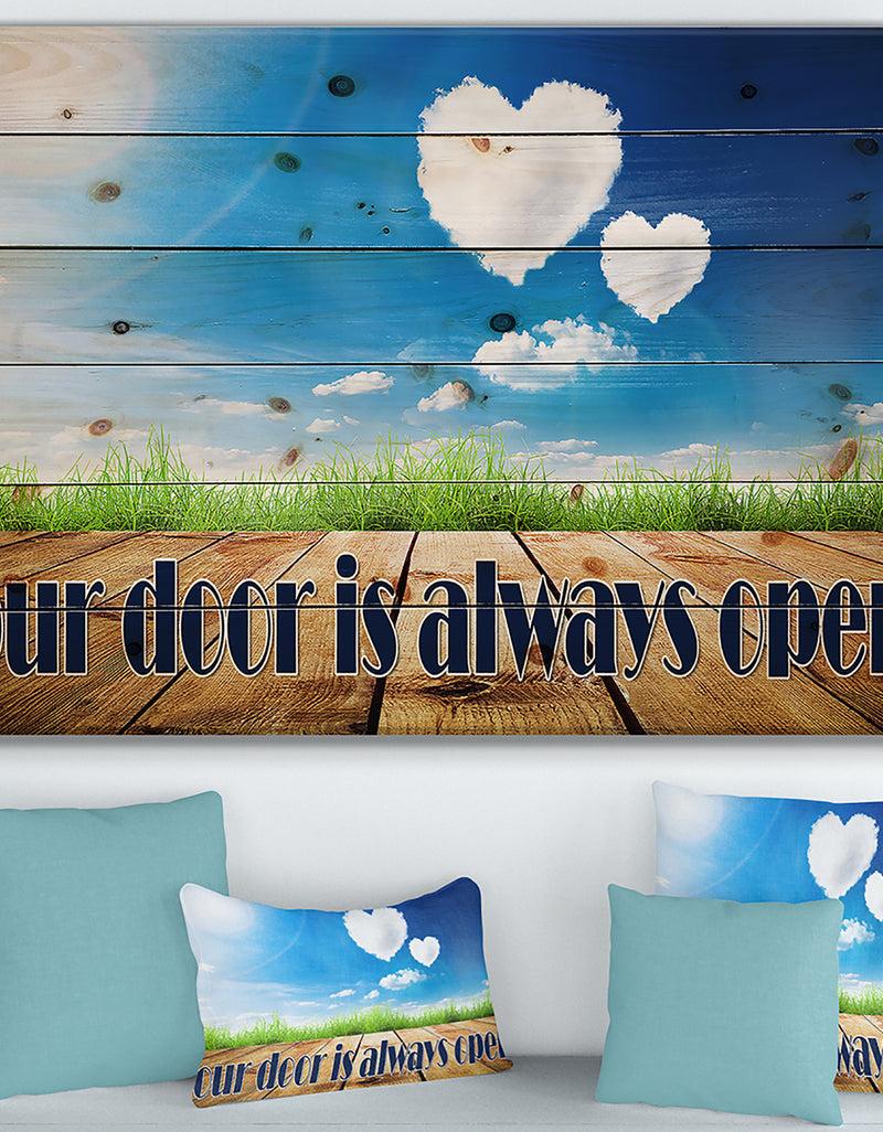 designq our door is always open. Clouds heart - Textual Entrance Art on Wood Wall Art
