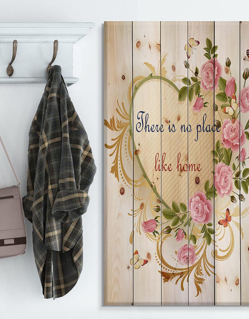 designq Our door is always open. Floral butterfly heart - Textual Entrance Art on Wood Wall Art