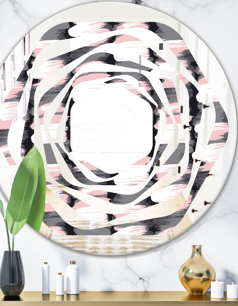 designq Paint brush strokes pattern - Modern Round or Oval Wall Mirror - Whirl