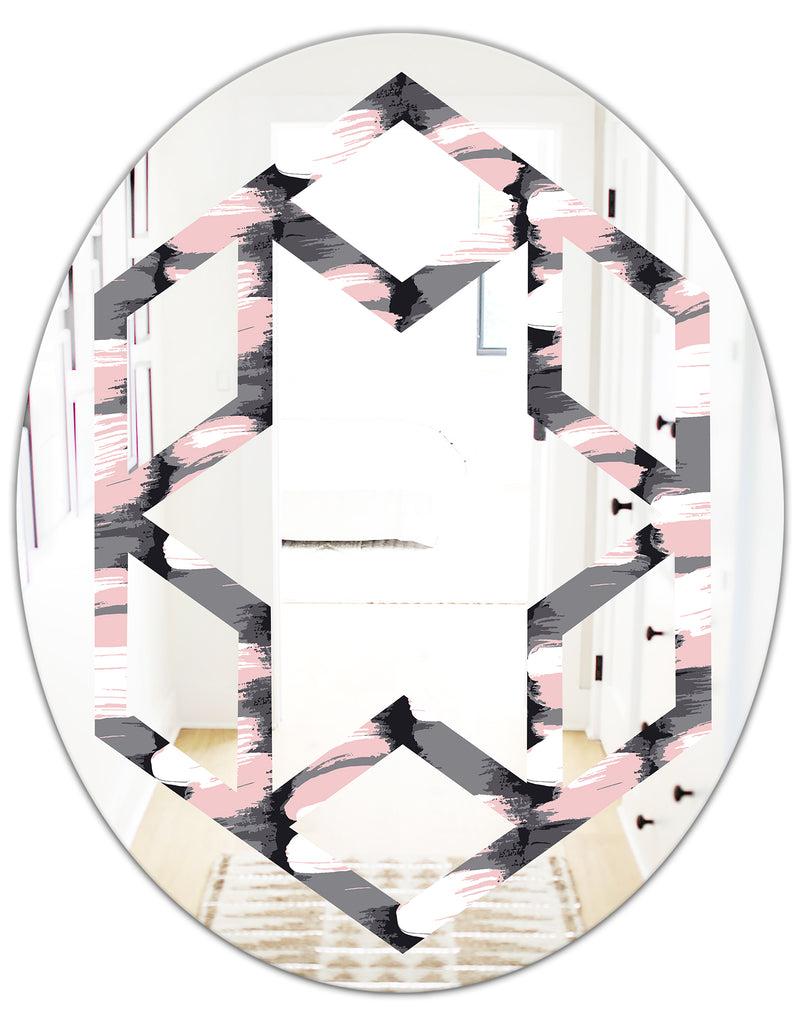 Designq Paint Brush Strokes Pattern - Modern Round Or Oval Wall Mirror - Hexagon Star