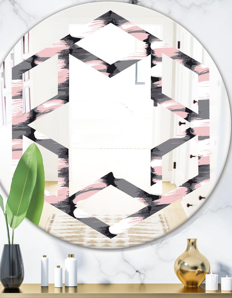 designq Paint brush strokes pattern - Modern Round or Oval Wall Mirror - Hexagon Star