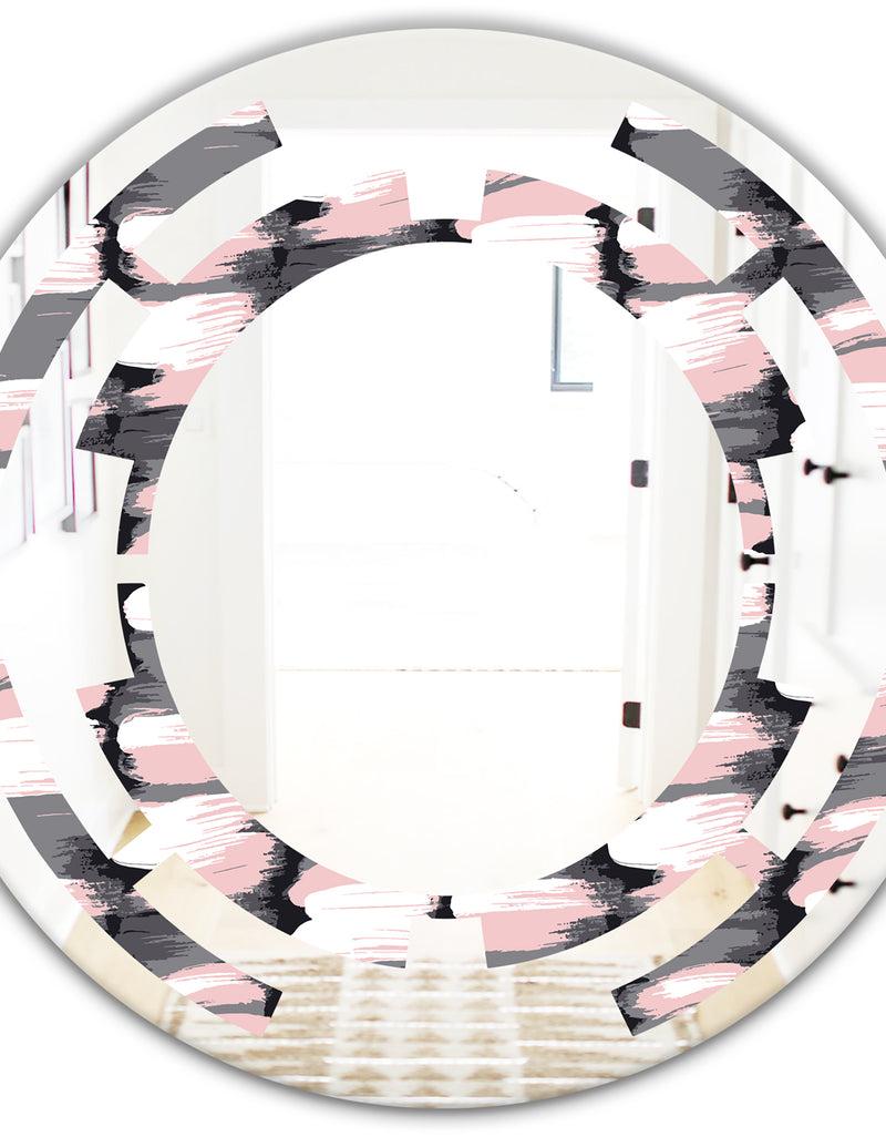 Designq Paint Brush Strokes Pattern - Modern Round Or Oval Wall Mirror - Space