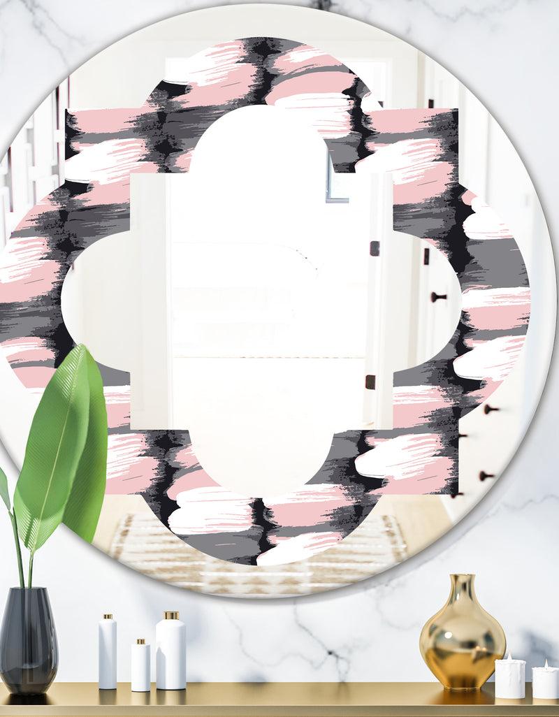 designq Paint brush strokes pattern - Modern Round or Oval Wall Mirror - Quatrefoil